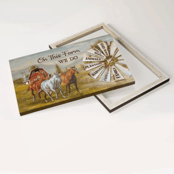 Jesus Landscape Poster Home Decor Gift – Beautiful Horses Windmill Painting Red House  Poster Home Decor Gift – Christian Farm Art
