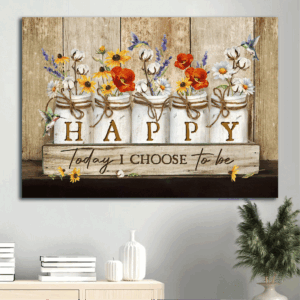 Jesus Landscape Poster: Beautiful Hummingbird & Colorful Flowers  Poster Home Decor Gift - Rustic Home Decor Gift for Christian - Today I Choose Happy