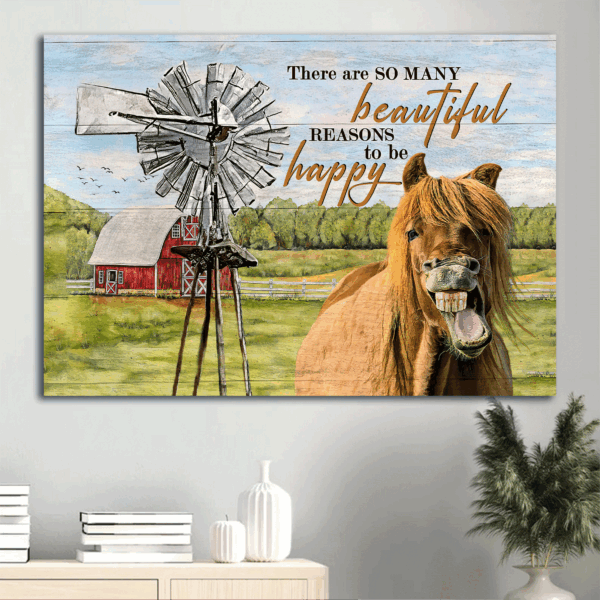 Jesus Landscape Poster: Horse Windmill Meadow  Poster Home Decor Gift Home Decor Gift for Christian