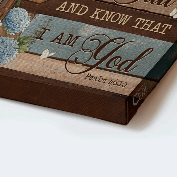 Christian Home Decor: Jesus & Cross Landscape Poster – Hydrangea Painting Gift