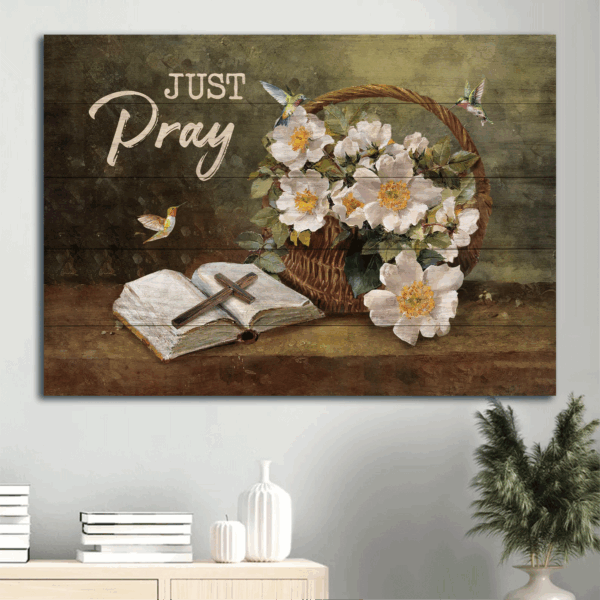 Jesus Landscape Poster: Beautiful Jasmine Wooden Cross Hummingbird  Poster Home Decor Gift – Christian Home Decor Gift