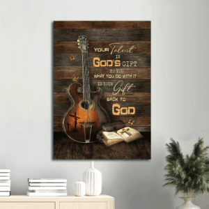Christian Home Decor Gift: Jesus Portrait Poster with Guitar Bible and Butterfly  Poster Home Decor Gift