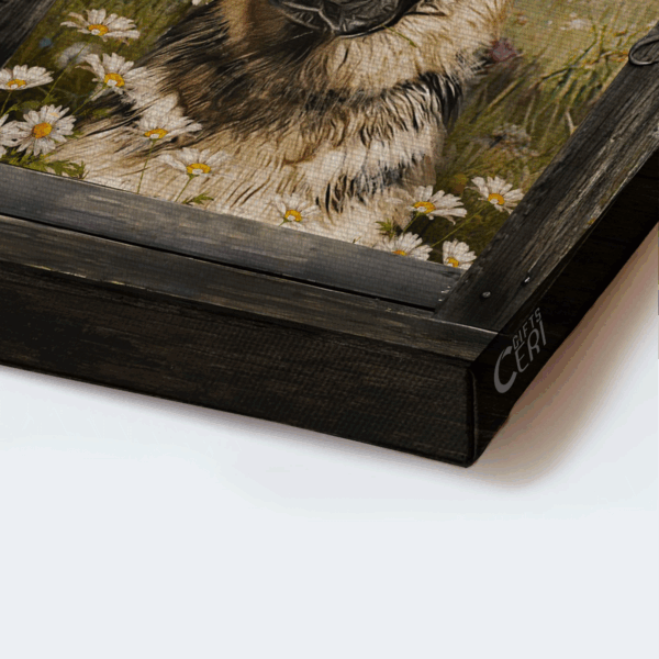 German Shepherd Jesus Landscape Poster: Christian Home Decor Gift with Daisy field & White Butterfly  Poster Home Decor Gift