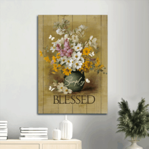 Jesus Portrait Poster Home Decor Gift - Wildflower Vase & Butterfly  Poster Home Decor Gift for Christians - Simply Blessed