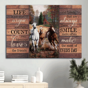Jesus Landscape Poster: Beautiful Forest & Running Horse  Poster Home Decor Gift - Christian Home Decor Gift
