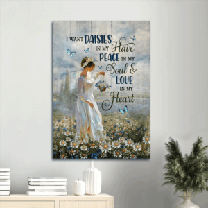Jesus Portrait Poster: Beautiful Girl in Daisy Field  Poster Home Decor Gift - Christian Home Decor Gift