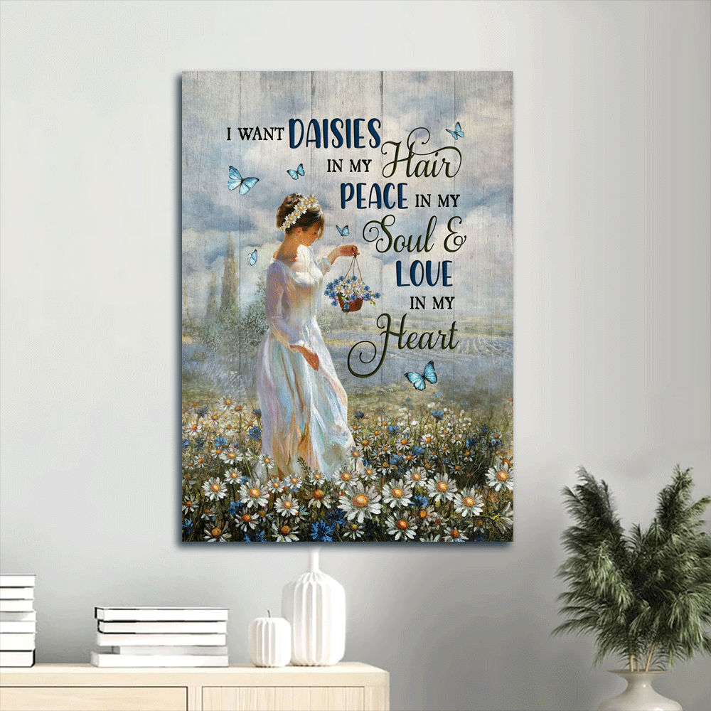 Jesus Portrait Poster: Beautiful Girl in Daisy Field Poster Home Decor Gift – Christian Home Decor Gift Jesus Portrait Poster: Beautiful Girl in Daisy Field Poster Home Decor Gift – Christian Home Decor Gift