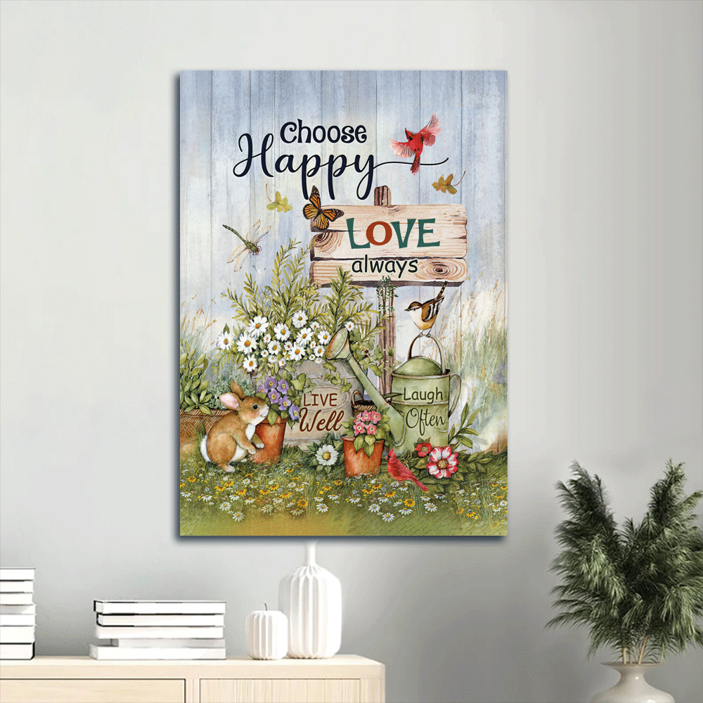 Jesus Portrait Poster Home Decor Gift – Christian Garden Poster Home Decor Gift with Rabbit and Daisy Vase – Choose Happy Love Always Jesus Portrait Poster Home Decor Gift – Christian Garden Poster Home Decor Gift with Rabbit and Daisy Vase – Choose Happy Love Always