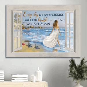 Jesus Landscape Poster Home Decor Gift - Beautiful Girl Summer Vibe Sea Turtle  Poster Home Decor Gift - Gift for Christian - New Beginning Art