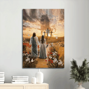 Jesus Portrait Poster Home Decor Gift - Beautiful Girl Painting Amazing Sunset Lion & Poppy  Poster Home Decor Gift - Perfect Christian Gift