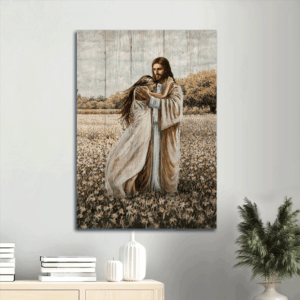 Jesus Portrait Poster: Beautiful Girl & Flower Field  Poster Home Decor Gift - Gift for Christian Home Decor