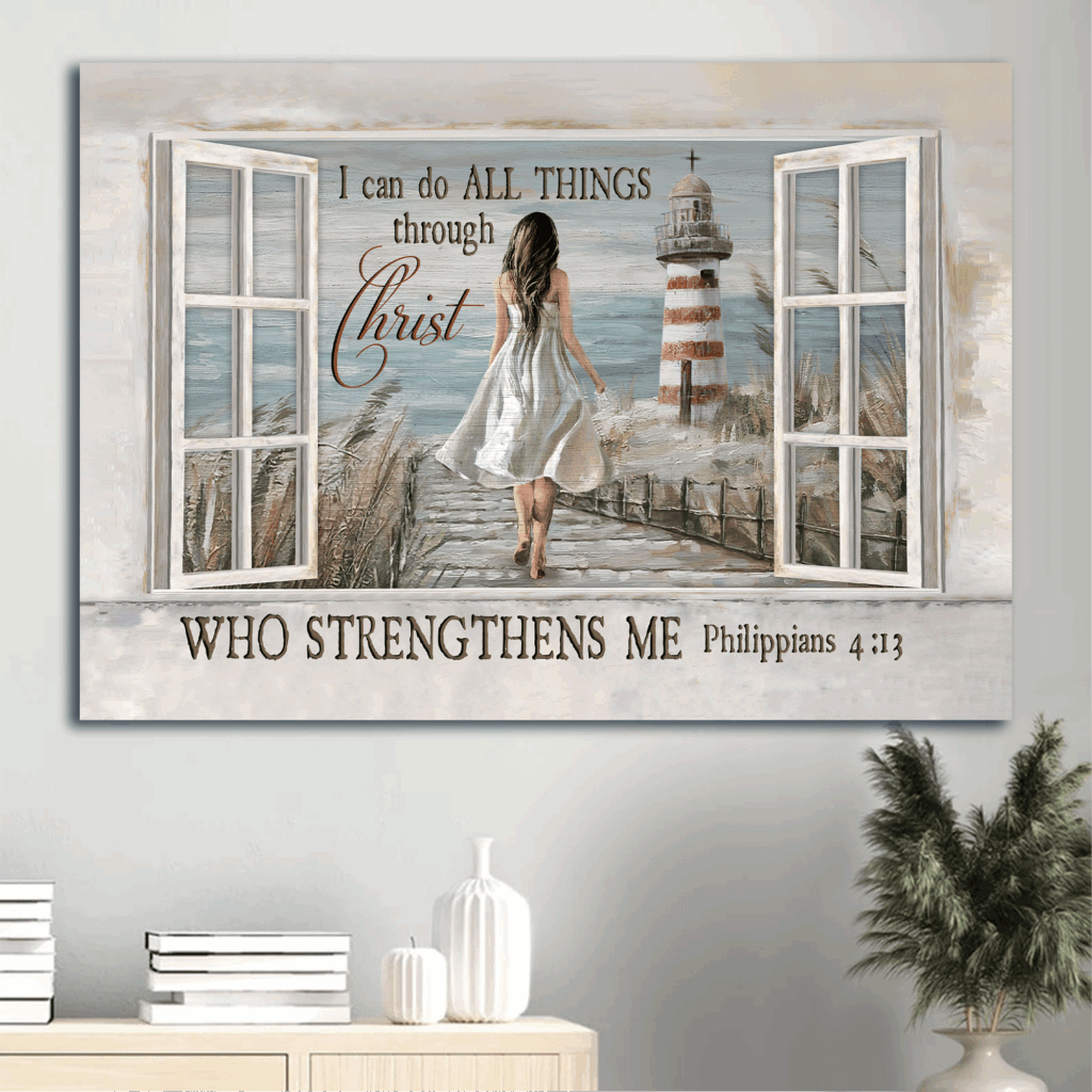 Jesus Landscape Poster: Beautiful Girl Reeds Field Lighthouse Poster Home Decor Gift- Christian Home Decor Gift Jesus Landscape Poster: Beautiful Girl Reeds Field Lighthouse Poster Home Decor Gift- Christian Home Decor Gift