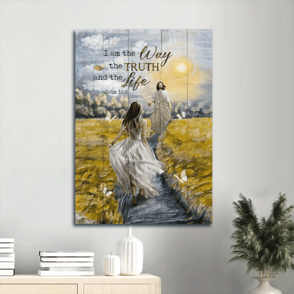 Beautiful Jesus Portrait Poster Home Decor Gift – Christian Sun Sky White Butterfly Art