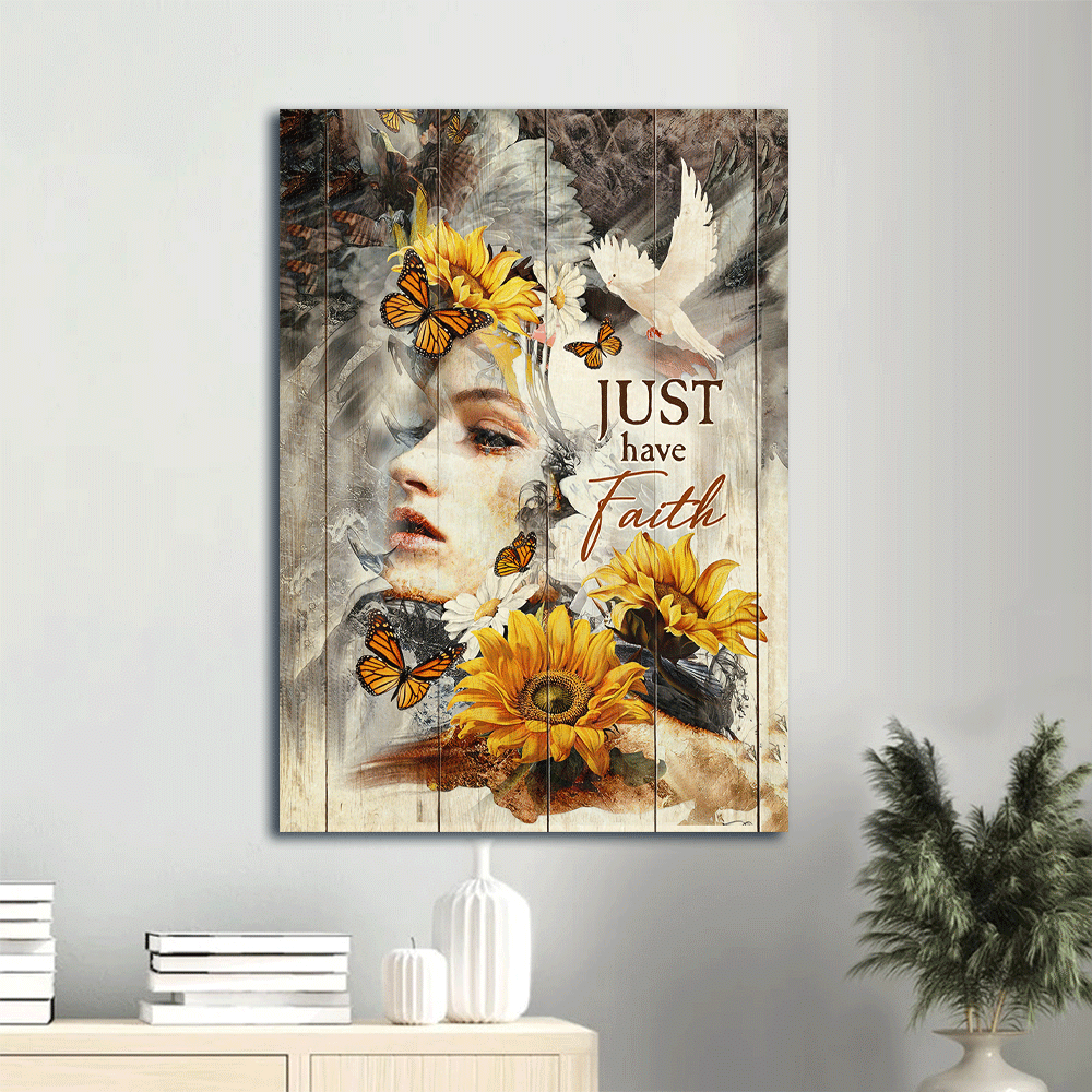 Jesus Portrait Poster Home Decor Gift – Beautiful Girl Sunflower Drawing Flying Dove Poster Home Decor Gift – Gift for Christian – Just Have Faith Jesus Portrait Poster Home Decor Gift – Beautiful Girl Sunflower Drawing Flying Dove Poster Home Decor Gift – Gift for Christian – Just Have Faith