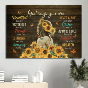 Jesus Landscape Poster Home Decor Gift - Beautiful Girl Sunflower Butterfly  Poster Home Decor Gift - Gift for Christian