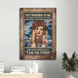 Jesus Portrait Poster Home Decor Gift - Beautiful Hippie Girl Flower Wreath  Poster Home Decor Gift for Christian Home - They Whispered to Her