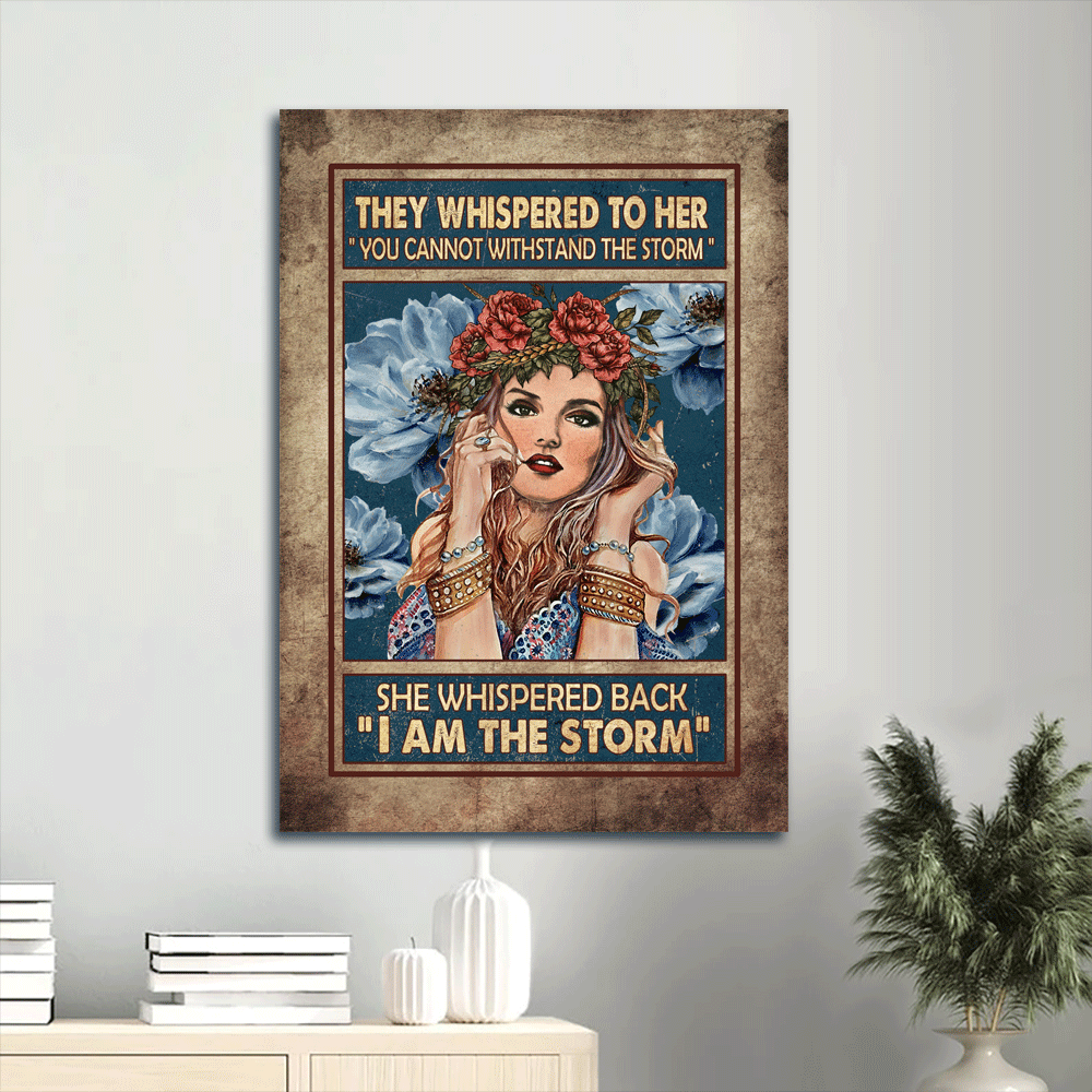 Jesus Portrait Poster Home Decor Gift – Beautiful Hippie Girl Flower Wreath Poster Home Decor Gift for Christian Home – They Whispered to Her Jesus Portrait Poster Home Decor Gift – Beautiful Hippie Girl Flower Wreath Poster Home Decor Gift for Christian Home – They Whispered to Her