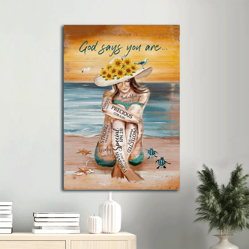 Jesus Portrait Poster Home Decor Gift – Beautiful Girl with Sunflower Hat on Beach Poster Home Decor Gift – Gift for Christians Jesus Portrait Poster Home Decor Gift – Beautiful Girl with Sunflower Hat on Beach Poster Home Decor Gift – Gift for Christians