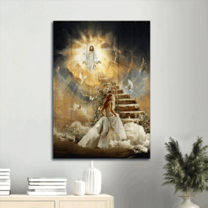 Heavenly Jesus Portrait Poster: Holy Spirit Dove Stair to Heaven - Christian Home Decor Gift