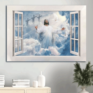 Heavenly Jesus Landscape Poster Home Decor Gift - Christian  Poster Home Decor Gift Art with Holy Spirit Dove