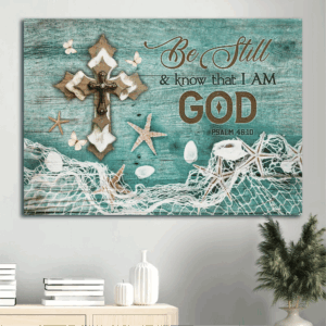Jesus Cross Summer Butterfly Landscape Poster Home Decor Gift - Gift for Christian - Be Still and Know That I Am God
