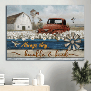 Jesus Landscape Poster - Daisy Field & Ladybug Car Home Decor Gift for Christians - Stay Humble & Kind