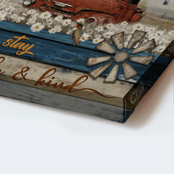 Jesus Landscape Poster – Daisy Field & Ladybug Car Home Decor Gift for Christians – Stay Humble & Kind