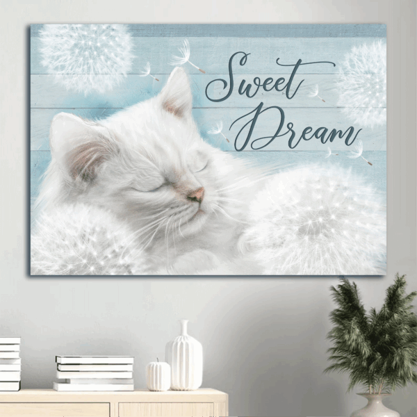 Jesus Landscape and Cute White Cat Poster Home Decor Gift for Christian – Sweet Dream