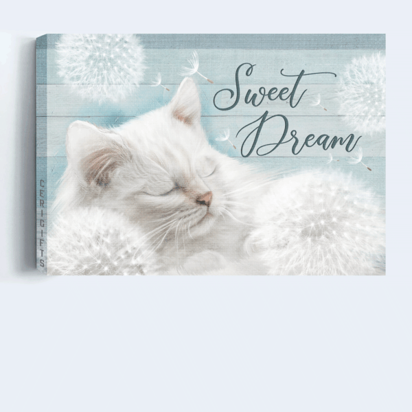 Jesus Landscape and Cute White Cat Poster Home Decor Gift for Christian – Sweet Dream