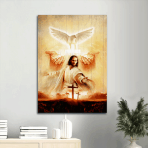 Jesus Portrait Poster Home Decor Gift - Beautiful Dove Healing Prayers Cross Symbol - Perfect Gift for Christians