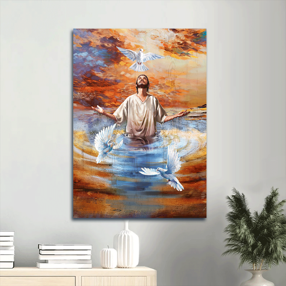 Jesus Portrait and Baptism Poster Home Decor Gift – Beautiful Doves for Christian Jesus Portrait and Baptism Poster Home Decor Gift – Beautiful Doves for Christian