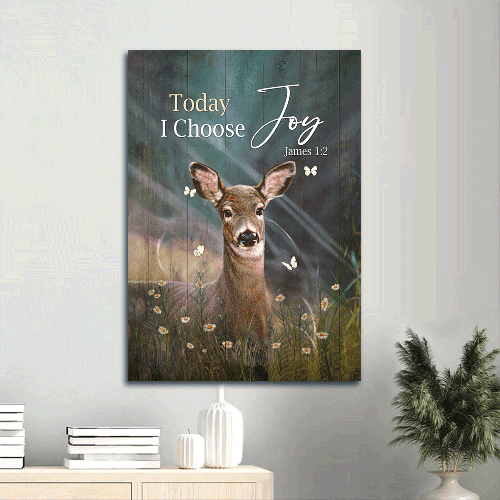 Christian Home Decor Gift: Jesus Portrait Poster with Deer Butterfly & Flower Field – Choose Joy Christian Home Decor Gift: Jesus Portrait Poster with Deer Butterfly & Flower Field – Choose Joy