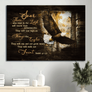 Jesus Eagle Forest Painting Poster - Christian Home Decor Gift for Soaring High on Wings