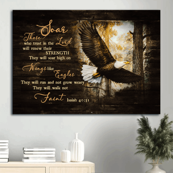 Jesus Eagle Forest Painting Poster – Christian Home Decor Gift for Soaring High on Wings
