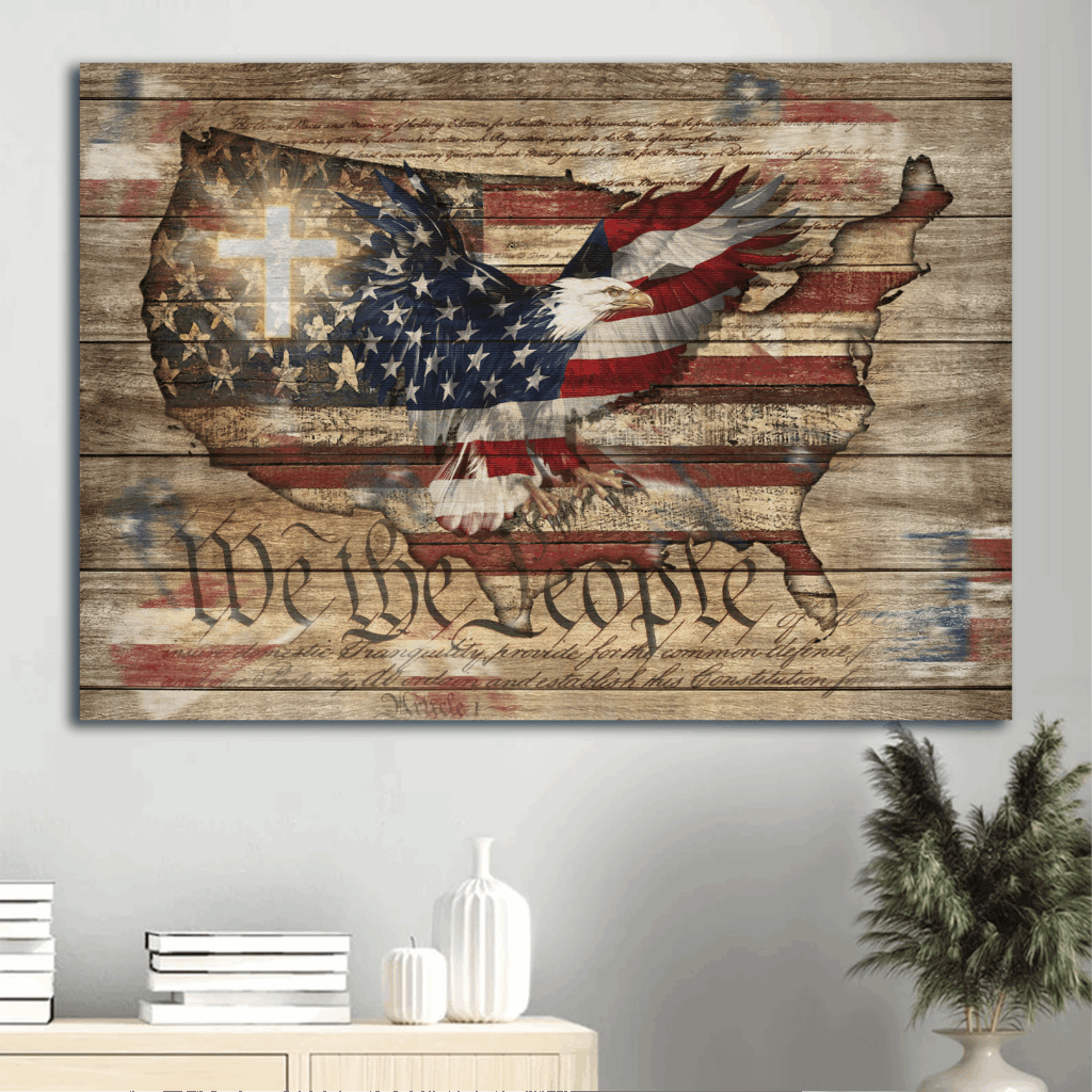 Jesus Landscape Poster with Eagle Painting White Cross US Flag – Christian Home Decor Gift – We The People Jesus Landscape Poster with Eagle Painting White Cross US Flag – Christian Home Decor Gift – We The People