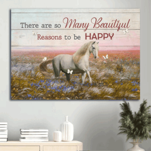 Jesus Landscape Poster Home Decor Gift - Beautiful Flower Field White Horse White Butterfly - Gift For Christian