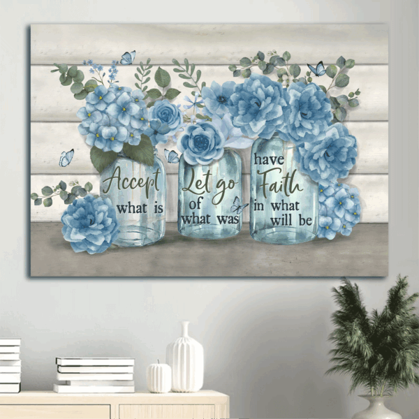Jesus Landscape Poster Home Decor Gift – Beautiful Flower Vase & Butterfly  Poster Home Decor Gift – Christian Gift – Accept What Is Let Go