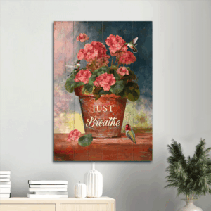 Christian Home Decor Gift: Jesus Portrait Poster & Hummingbird  Poster Home Decor Gift - Just Breathe