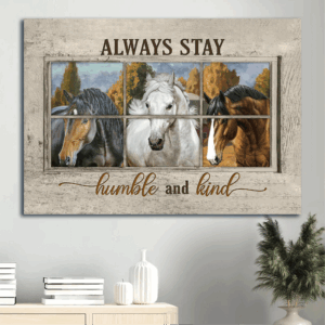 Jesus Landscape & Watercolor Horse Poster Home Decor Gift for Christians - Stay Humble & Kind Farm Art