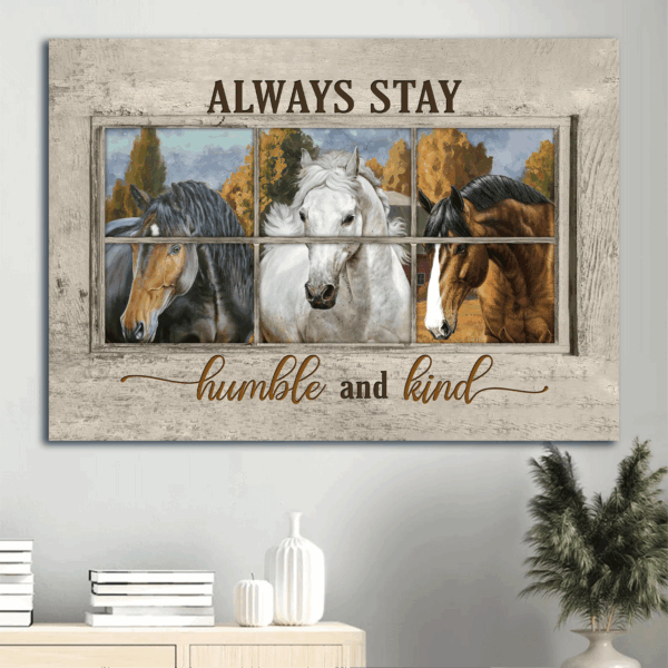 Jesus Landscape & Watercolor Horse Poster Home Decor Gift for Christians – Stay Humble & Kind Farm Art