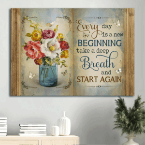 Jesus Landscape Poster Home Decor Gift - Beautiful Flower & Colorful Painting  Poster Home Decor Gift for Christian Home - New Beginning Art