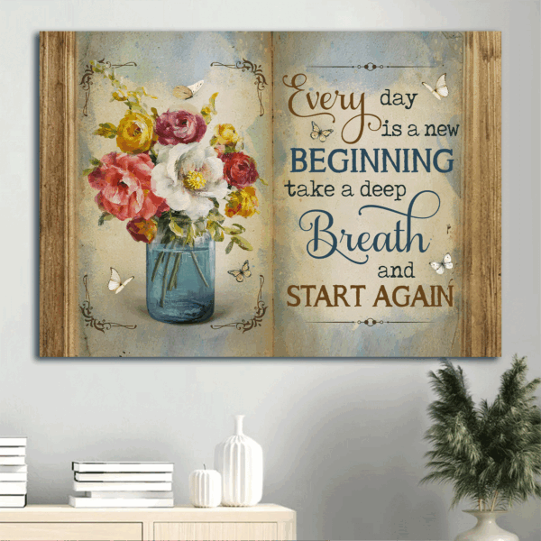 Jesus Landscape Poster Home Decor Gift – Beautiful Flower & Colorful Painting  Poster Home Decor Gift for Christian Home – New Beginning Art