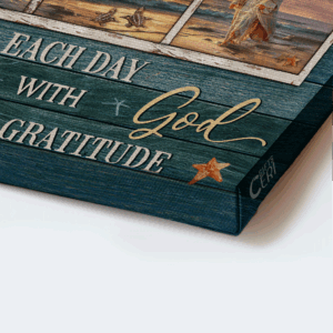 Jesus Beach Sunset Landscape Poster Home Decor Gift for Christian - Start Each Day with God 1