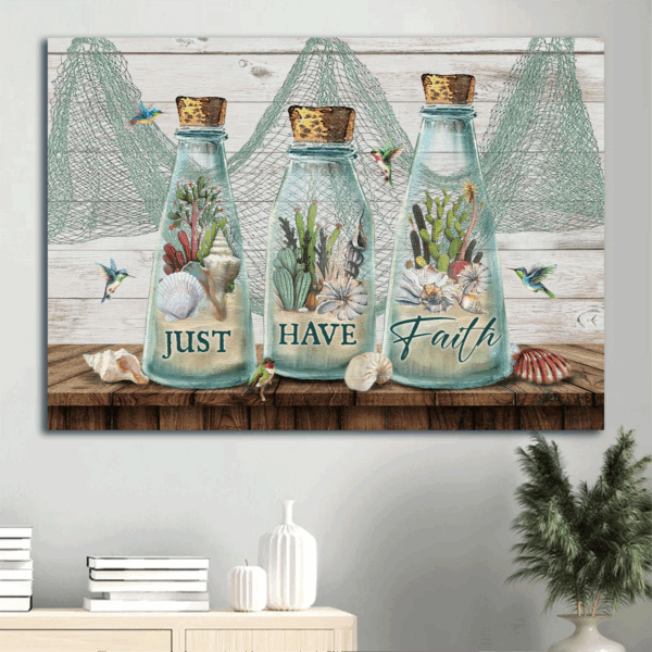 Jesus Landscape Poster Home Decor Gift – Beautiful Summer Cactus Painting – Gift For Christian – Just Have Faith
