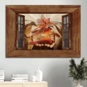 Heaven Landscape Poster Home Decor Gift - Beautiful Cardinal Jesus s Hand Infinite Halo - Memorial Gift for Family - Way to Heaven