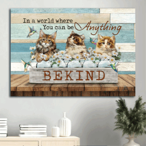 Jesus Landscape Poster Home Decor Gift - Beautiful Cat Drawing Daisy Field Hummingbird - Gift For Christian