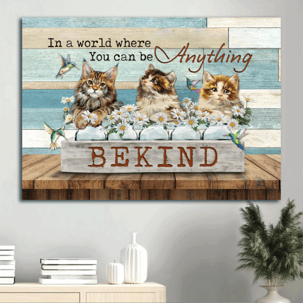 Jesus Landscape Poster Home Decor Gift – Beautiful Cat Drawing Daisy Field Hummingbird – Gift For Christian