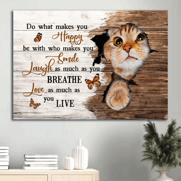 Jesus Landscape Poster Home Decor Gift – Beautiful Cat and Orange Butterfly Wall Art for Christian Home Decor – Love as Much as You Live