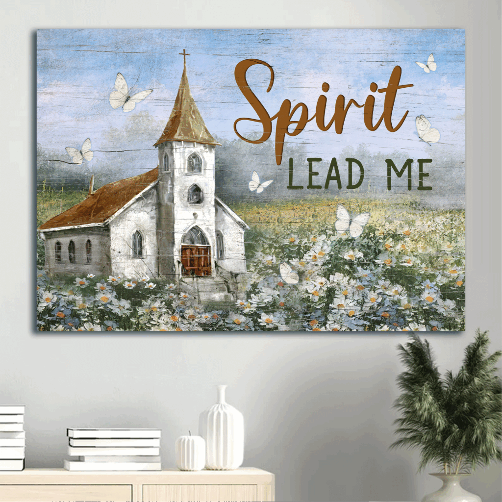 Jesus Landscape Poster: Beautiful Church & Flower Field Home Decor Gift for Christian – Spirit Lead Me Jesus Landscape Poster: Beautiful Church & Flower Field Home Decor Gift for Christian – Spirit Lead Me