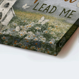 Jesus Landscape Poster: Beautiful Church & Flower Field Home Decor Gift for Christian - Spirit Lead Me 3